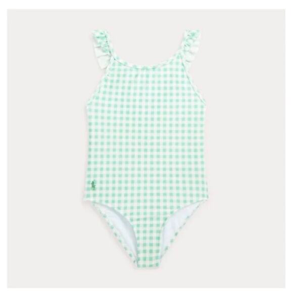 POLO Ralph Lauren girls-swimsuit ruffle swimsuit Sz6 New mint green